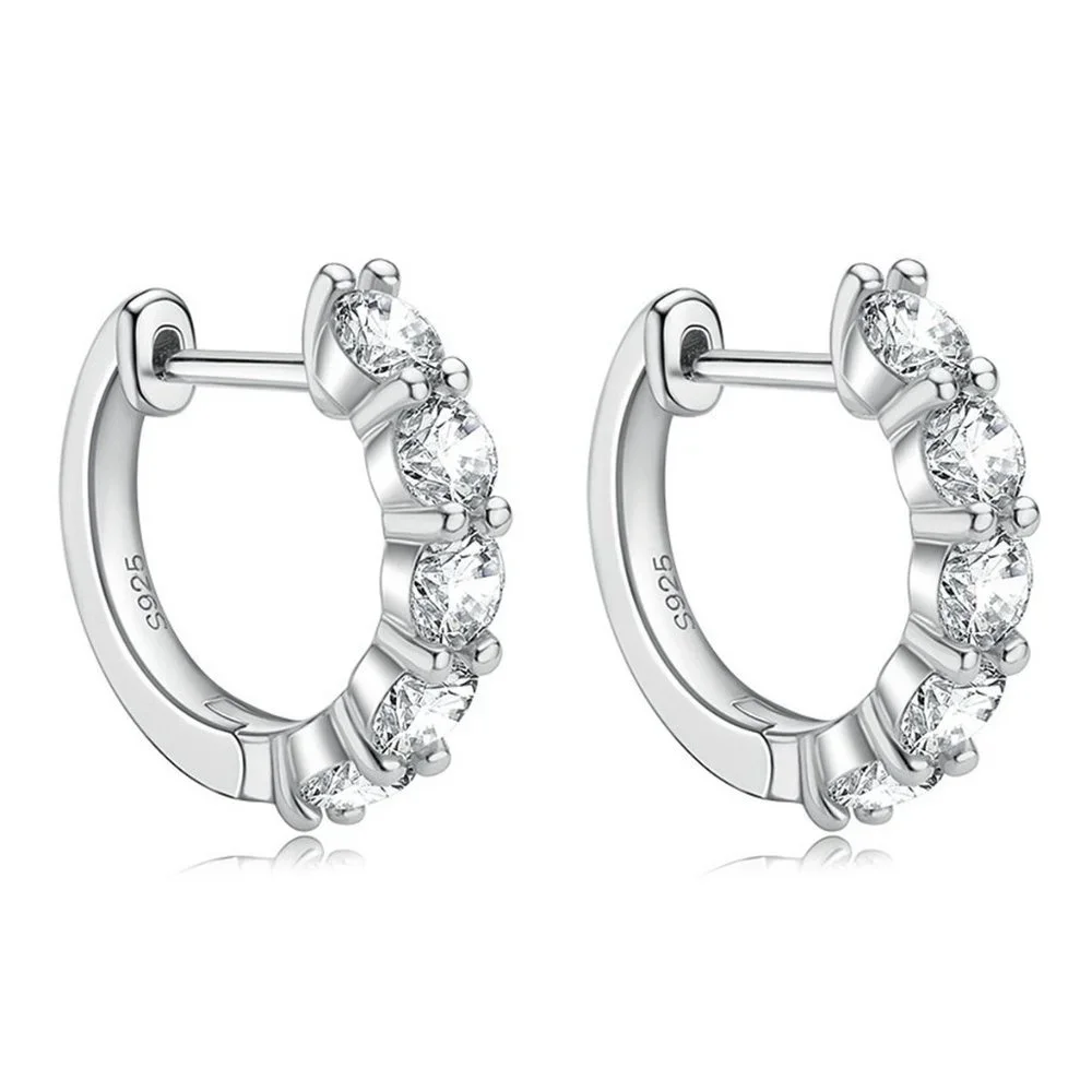 Certified 3ct. t.w. Moissanite Diamond 2cm Huggie Hoop Earrings NEW